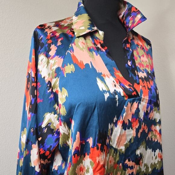 SIEANE Women's Graffiti Printed V Neck Puff Sleeve Blouse Casual bohemian shirts - Picture 7 of 9